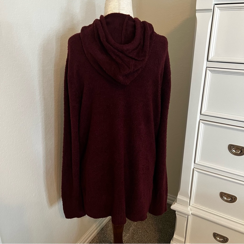 Grace & Lace Bambu Hooded Cowl Pullover in Port - Picture 7 of 9